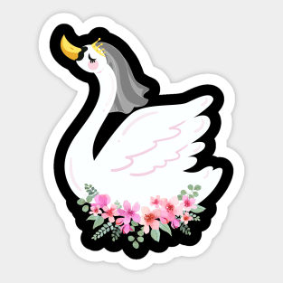 Getting Married Bride And Groom Animal Ducks Birds Swans Wedding Party Sticker